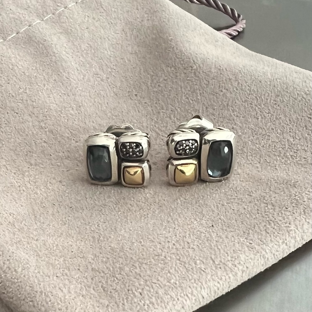 RARE David Yurman black orchid and black diamond confetti earrings